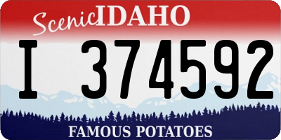 ID license plate I374592