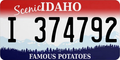 ID license plate I374792