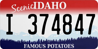 ID license plate I374847