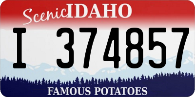 ID license plate I374857
