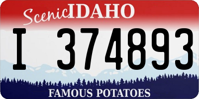 ID license plate I374893