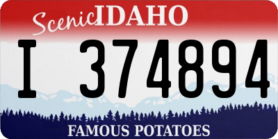 ID license plate I374894