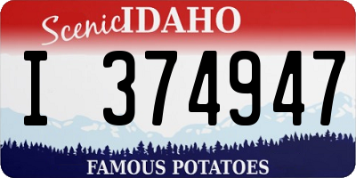 ID license plate I374947