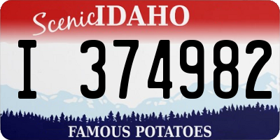 ID license plate I374982