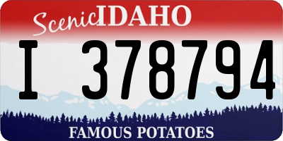 ID license plate I378794