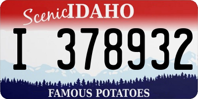 ID license plate I378932
