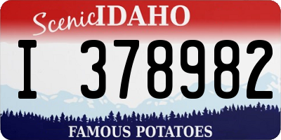 ID license plate I378982
