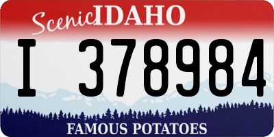 ID license plate I378984