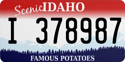 ID license plate I378987