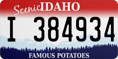 ID license plate I384934