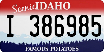ID license plate I386985
