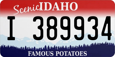 ID license plate I389934