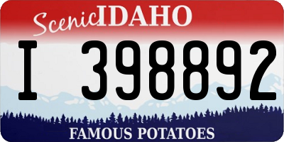 ID license plate I398892