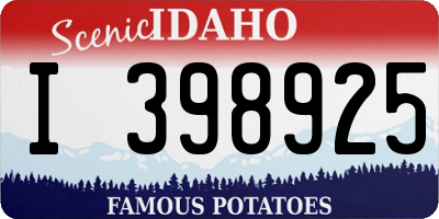 ID license plate I398925