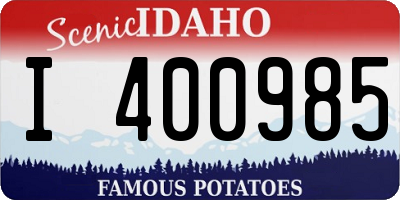 ID license plate I400985