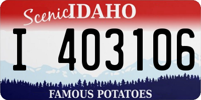 ID license plate I403106