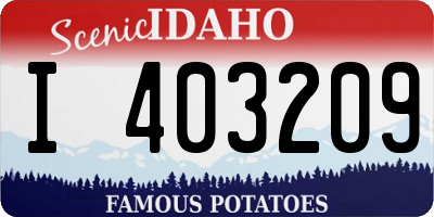 ID license plate I403209