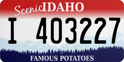 ID license plate I403227