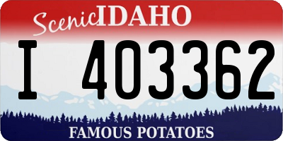 ID license plate I403362