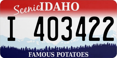 ID license plate I403422