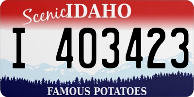 ID license plate I403423
