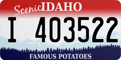ID license plate I403522