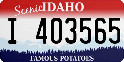 ID license plate I403565
