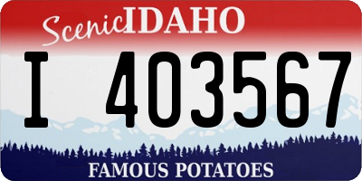 ID license plate I403567