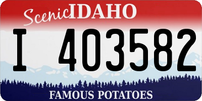 ID license plate I403582