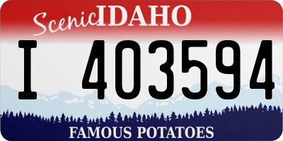 ID license plate I403594