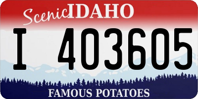 ID license plate I403605