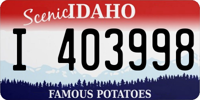 ID license plate I403998