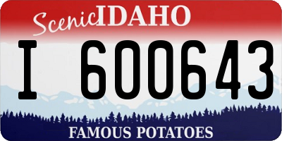 ID license plate I600643