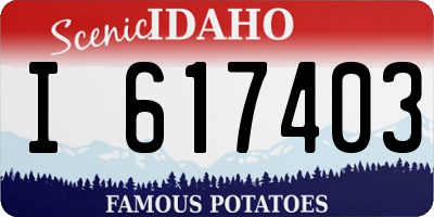 ID license plate I617403