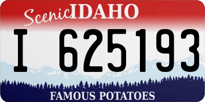 ID license plate I625193