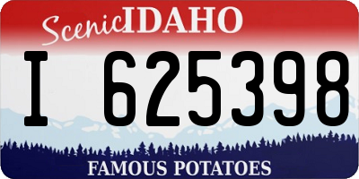 ID license plate I625398