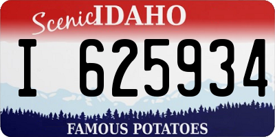 ID license plate I625934