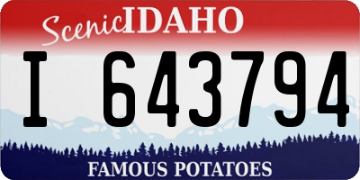 ID license plate I643794