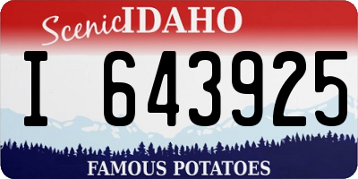 ID license plate I643925