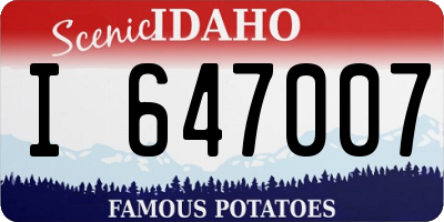 ID license plate I647007