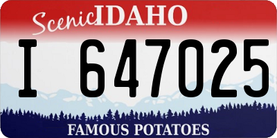 ID license plate I647025