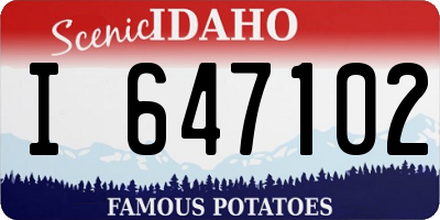 ID license plate I647102