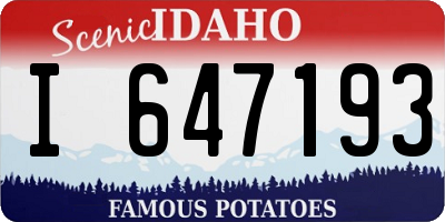 ID license plate I647193