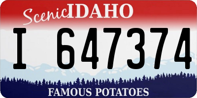 ID license plate I647374