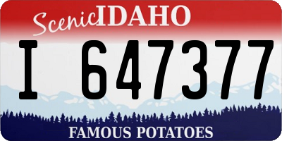 ID license plate I647377