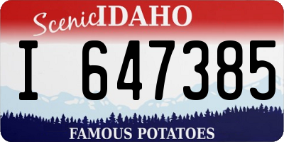 ID license plate I647385