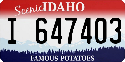 ID license plate I647403