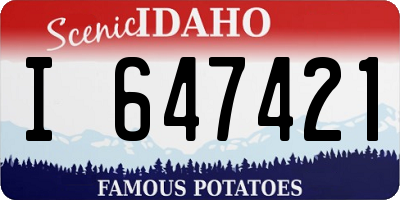 ID license plate I647421