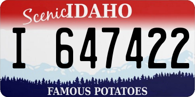 ID license plate I647422