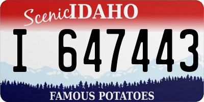 ID license plate I647443